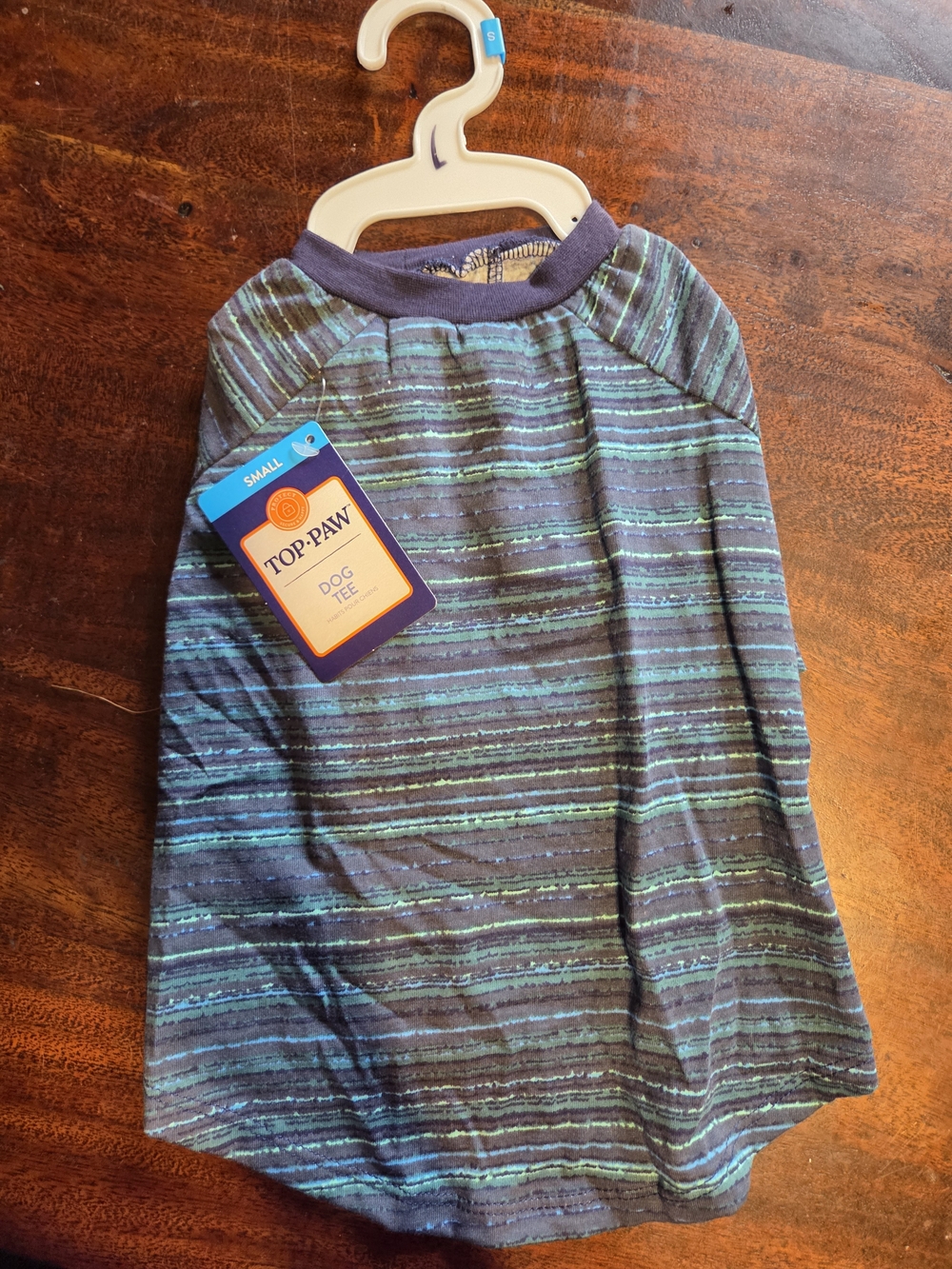 Top Paw Navy & Teal Striped Dog Tee